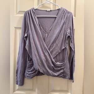 Elegant Lavender V-Neck Wrap Blouse